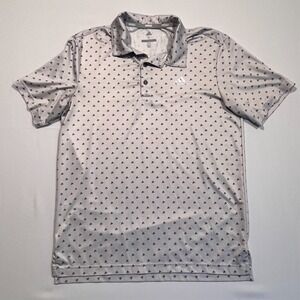 Adidas Golf Polo Shirt Logo All over Print Gray Activewear Casual Men's Small
